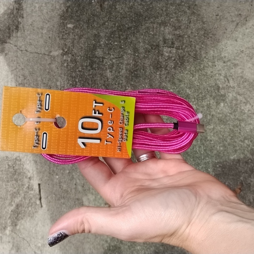 hot pink type c 10 ft high speed charge and data cable c to c